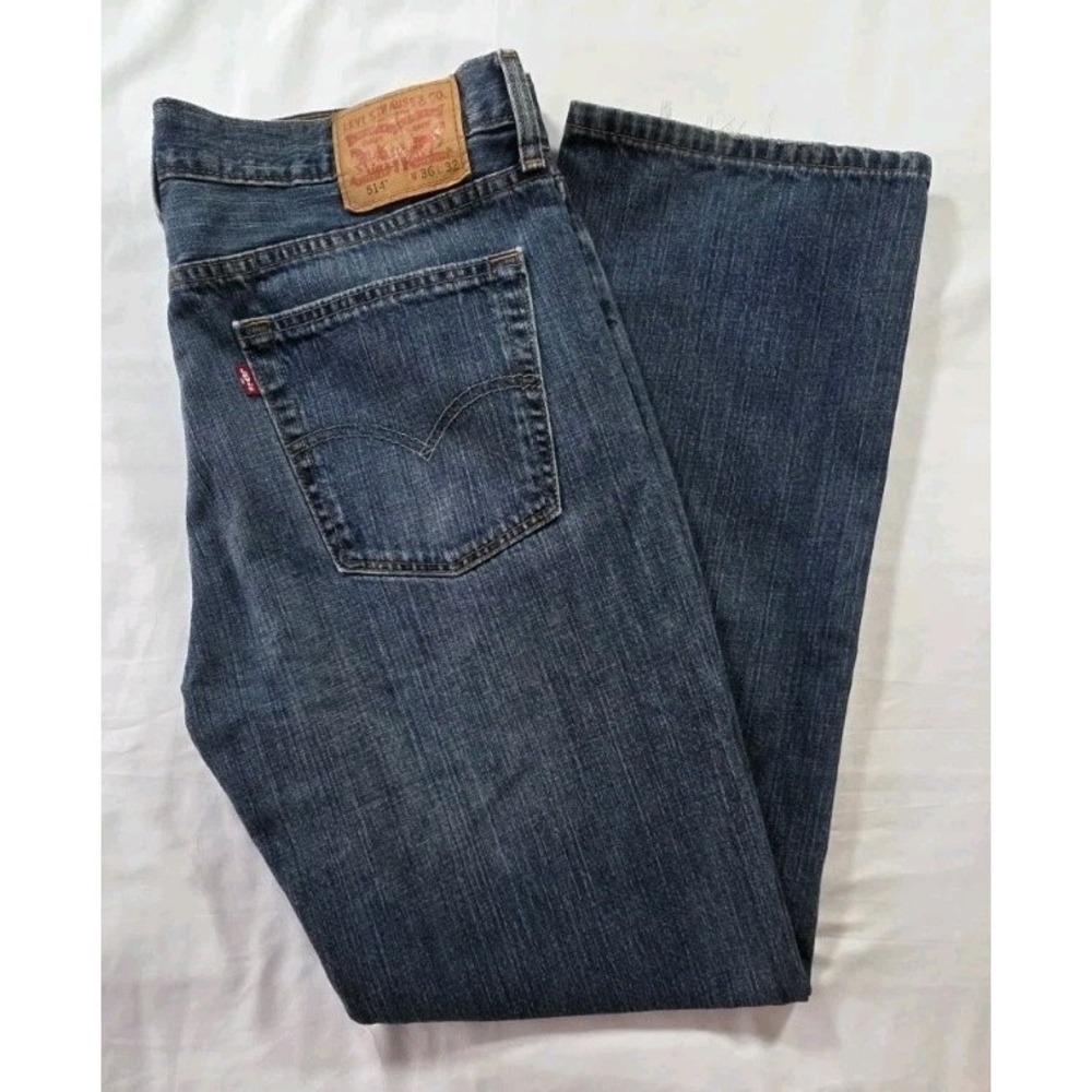 Levis 514 Jeans Denim Faded Cotton Straight Leg Men's 36x32